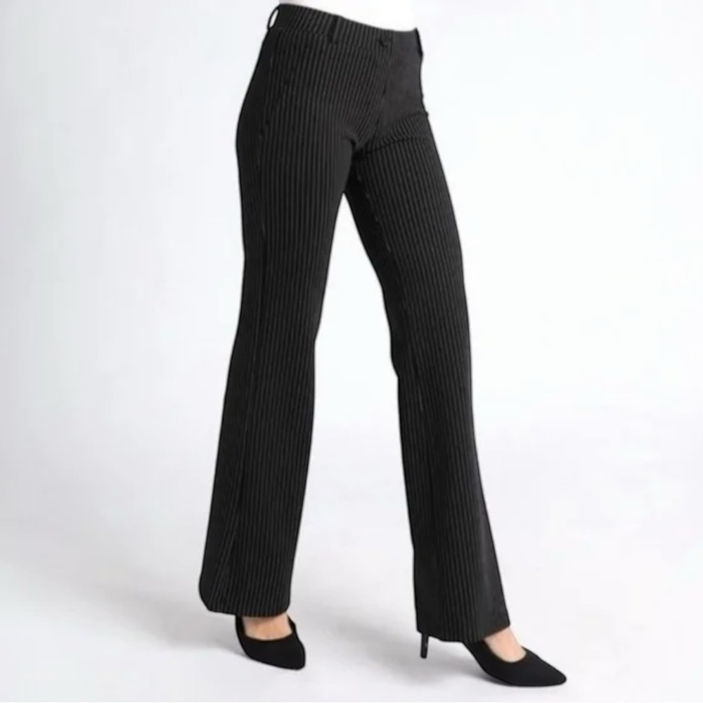 BETABRAND Pants Straight Leg Classic Pull On Black White Pinstripe Women’s XL - Picture 2 of 9